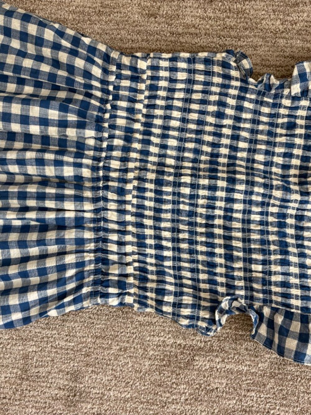 Anthropologie Gingham Smocked Midi Dress like new - Picture 6 of 12